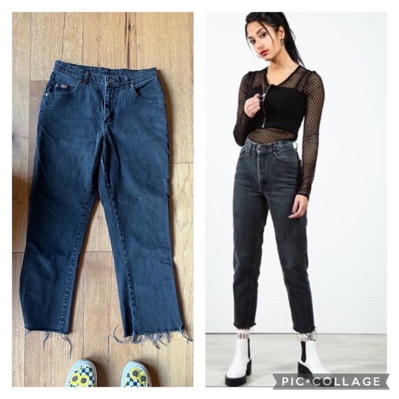 ☘️ 3/30- VINTAGE Black High Waisted Denim Mom Jeans LEE - Picture 6 of 6